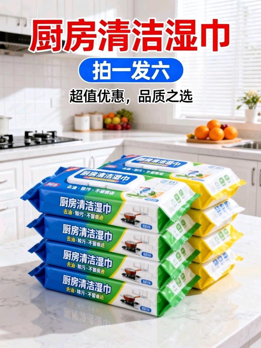 中秋家宴要热闹,厨房油污可别恼!这款厨房清洁湿巾,直接给你“拍1发6大包”的实在福利,囤一次够全家用到过年,性价比直接拉满! 它可不是普通湿巾——加大加厚的尺寸超给力,擦灶台、擦油烟机、擦锅具不用反复叠,一张就能覆盖大区域;材质厚实耐拉扯,擦重油污也不容易破,油污全被牢牢锁住,不会蹭得满手脏。 最关键的是去油力绝了!不管是炒菜溅的油星子,还是油烟机上积的老油污,拿它一擦,油污瞬间被瓦解,不用费力搓揉,省时又省力;而且擦完之后不留水痕、不留毛絮,灶台、锅具立马恢复亮洁,连二次清洁都省了。#厨房清洁湿巾 #厨房好物 洁湿巾