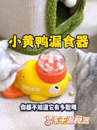有了这个小黄鸭漏食器,猫咪狗狗在家嗨一整天#宠物玩具 #萌宠好物 #抖in萌宠计划 #解压玩具 #萌宠出道计划