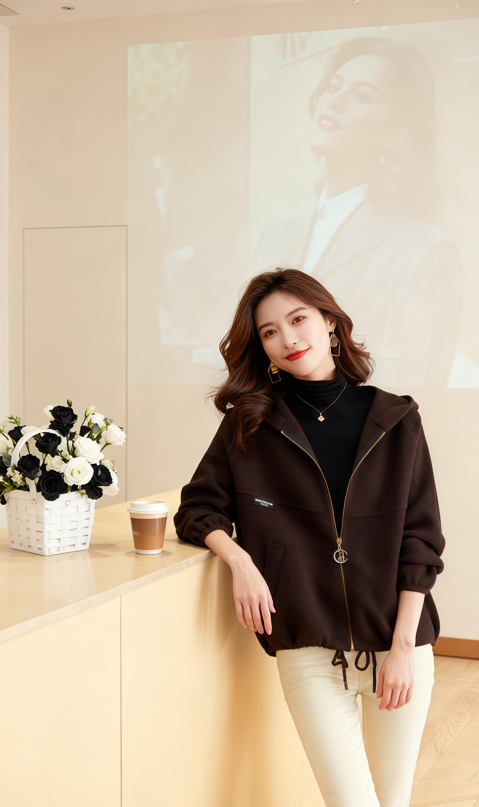 宽松休闲连帽外套女春秋加厚2025新款高级感气质显瘦毛呢开衫短款#连帽外套 #外套女 #外套穿搭 #外套分享