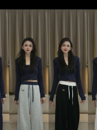 【高克重 高品质版本】秋冬加绒刺绣小标棉美式休闲弯刀阔腿裤女#秋冬#加绒#休闲#美式#阔腿裤