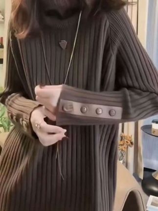 洋气中长款针织打底衫#每日分享 #减龄气质 #显瘦搭配 #女装穿搭