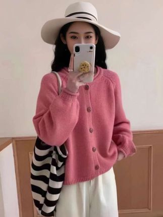 2025秋冬新款女装慵懒风宽松纯色针织开衫女毛衣外套上衣 #时尚穿搭 #高级感穿搭 #显瘦穿搭 #气质穿搭 #我要上热门🔥