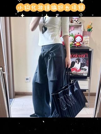 韩系简约爱心小狗化妆镜编织长项链女小众设计感可拆卸包挂配饰品#夏天该有的样子 #时尚穿搭时尚穿搭时尚 #今日分享 #爱了爱了 #我的ootd穿搭