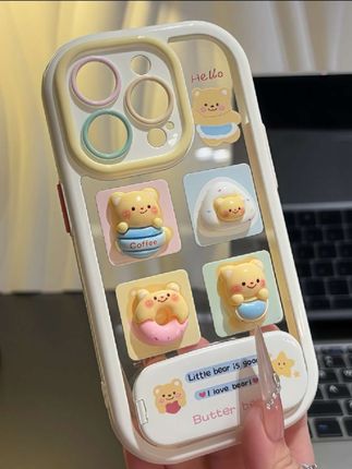 BANCA黄油小熊支架适用苹果16手机壳iPhone15小米14华为13vivoppo@上热门🔥🔥🔥