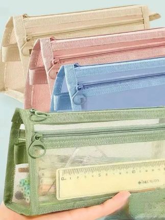 笔袋透明网纱学生考试专用文具袋儿童铅笔袋双层立体大容量收纳袋#透明网纱笔袋#笔袋收纳 #超便宜超划算 #美观实用