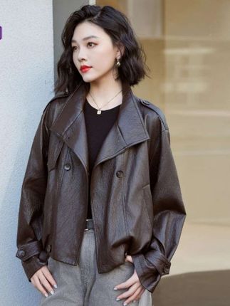 小皮衣外套女短款2025秋季新款小个子立领气质酷飒风复古PU皮夹克#时尚穿搭