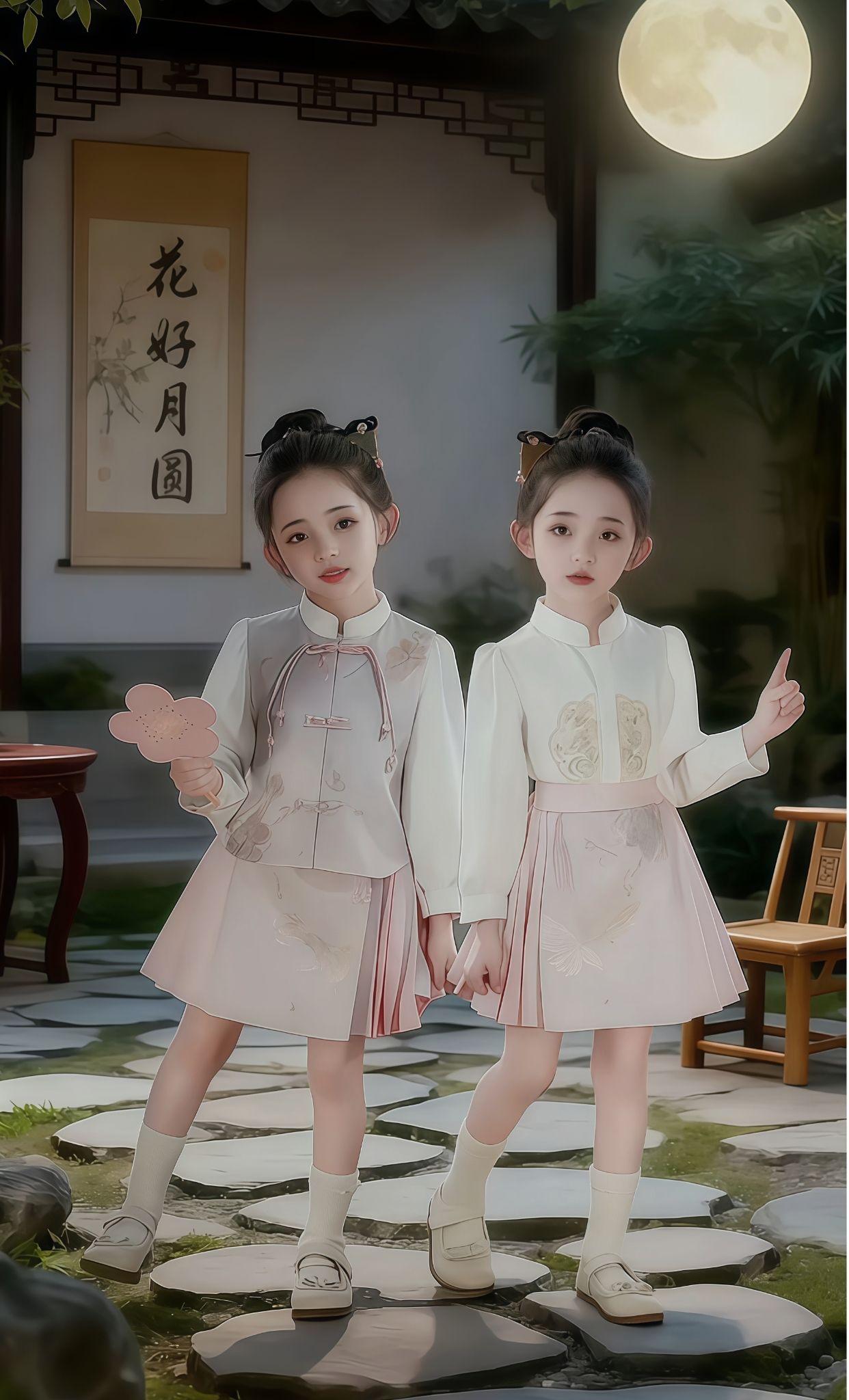 中秋节,当然要穿新中式啦#中秋 #新中式国风 #女童穿搭 #生女儿就是用来打扮的 #国风古韵 @抖加🔥上热门🔥dou+🔥热点宝