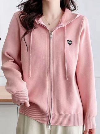 #挑战把丑衣服穿好看 #女装时尚穿搭 #秋季上新 #新款休闲宽松显瘦连帽针织衫拉链上衣女装