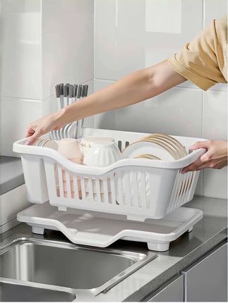 厨房台面碗碟水槽沥水架置物架塑料餐具家用碗筷沥水收纳盒碗柜#碗碟置物架 #碗盘沥水架 #厨房好物 #收纳整理 #非常方便实用抹布手套