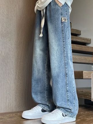 秋冬复古牛仔裤男生宽松直筒休闲裤垂感潮流ins长裤#男装搭配 #男装#牛仔裤搭配 #男装测评 #瘦腿