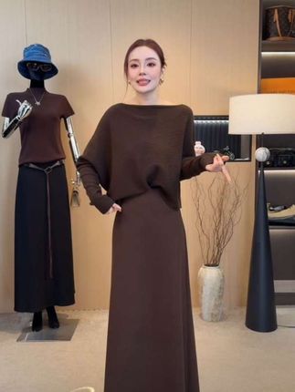 #一套穿搭#加厚半身裙#秋冬半身裙#针织衫