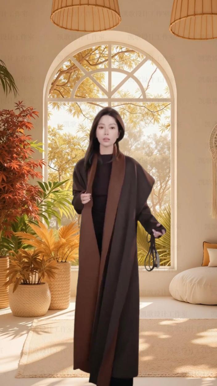 #动态模特画面 #优雅气质 #秋冬穿搭 #时尚羊绒大衣女