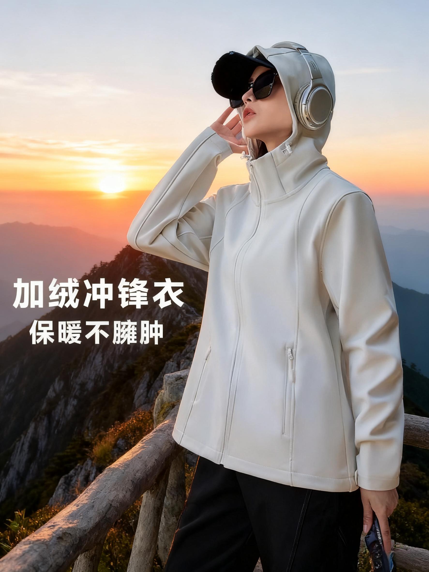 软壳冲锋衣女款冬季加绒加厚登山防风防水外套户外防寒服,户外软壳衣女秋冬冲锋衣内胆防风登山运动外套#冲锋衣 #户外运动服饰 #户外穿搭 #冲锋衣三合一 #冲锋衣推荐