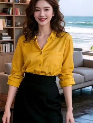 #黄衫漫步海景间 #优雅女人味穿搭