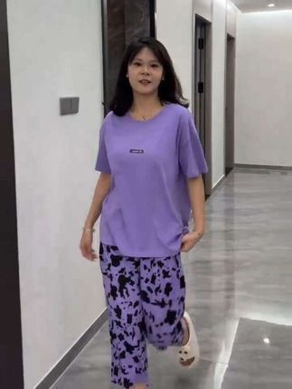 芬腾可安睡衣带胸垫防凸点可外穿纯棉七分裤家居服#睡衣套装 #芬腾可安棉质睡衣#宽松舒适简约时尚#可外穿家居服