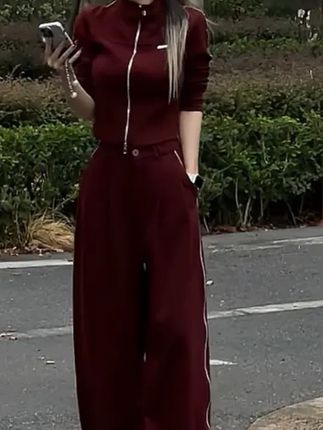套装显瘦阔腿裤气质运动高腰时尚休闲女装网红 秋冬长裤春秋长袖#时尚穿搭时尚穿搭时尚 #时尚搭配服装 #高级感穿搭 #街拍小姐姐穿搭秀 #气场全开
