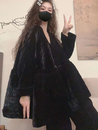 #美出高级感 #谁穿谁好看 #仙女必备 2455休闲气质百搭V领中长款秋冬季棉服外套#显瘦穿搭 #气质穿搭