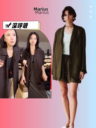 MARIUS衬衫设计感宽松丝麻休闲外套短裤复古穿搭#通勤搭配 #每日分享 #轻奢女装 #种草好物
