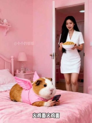 猪妞要吃火鸡面? 要科学喂养猪妞哦#猪妞 #天女下凡 #荷兰猪 #科学养宠