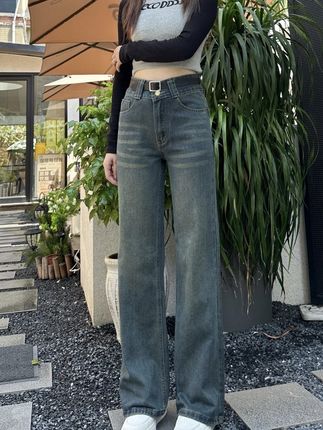 2025秋季复古微喇叭裤女高腰百搭休闲时尚窄版牛仔裤显瘦宽松垂感#女装 #今日穿搭 #高级感穿搭 #牛仔裤 #牛仔裤穿搭