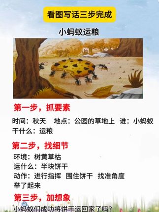 一二年级看图写话——小蚂蚁运粮!#看图写话#一二年级#看图写话范文#看图写话练字帖#作文素材