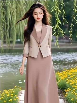 拉夏贝尔爆款女装西装连衣裙春装2025新款春秋长袖正式场合两件套#优雅气质 #婚礼妈妈礼服 #婚宴妈妈装 #高端大气 #高贵优雅