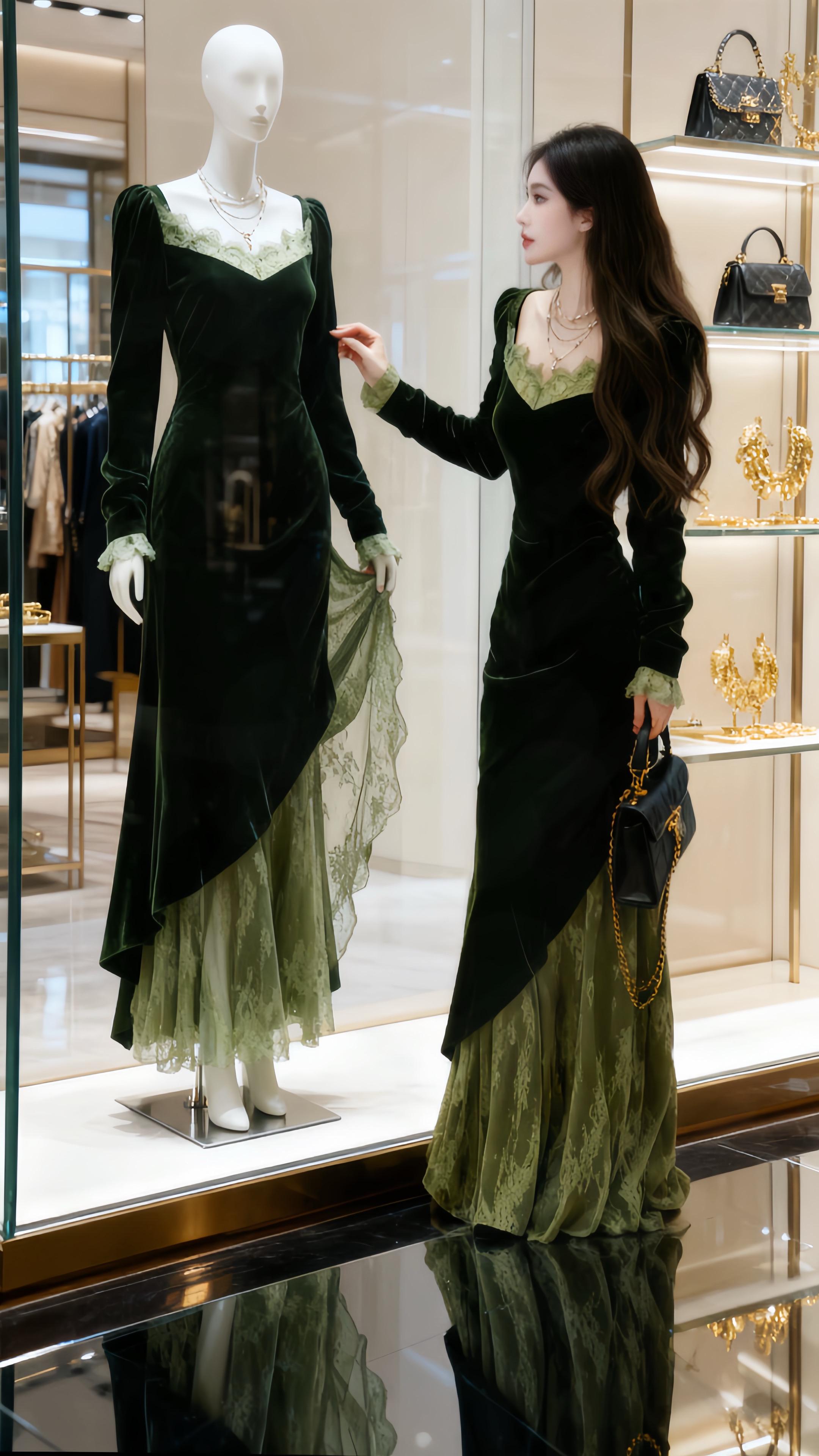 #高级穿搭 #连衣裙穿搭 #复古风格 #鱼尾裙