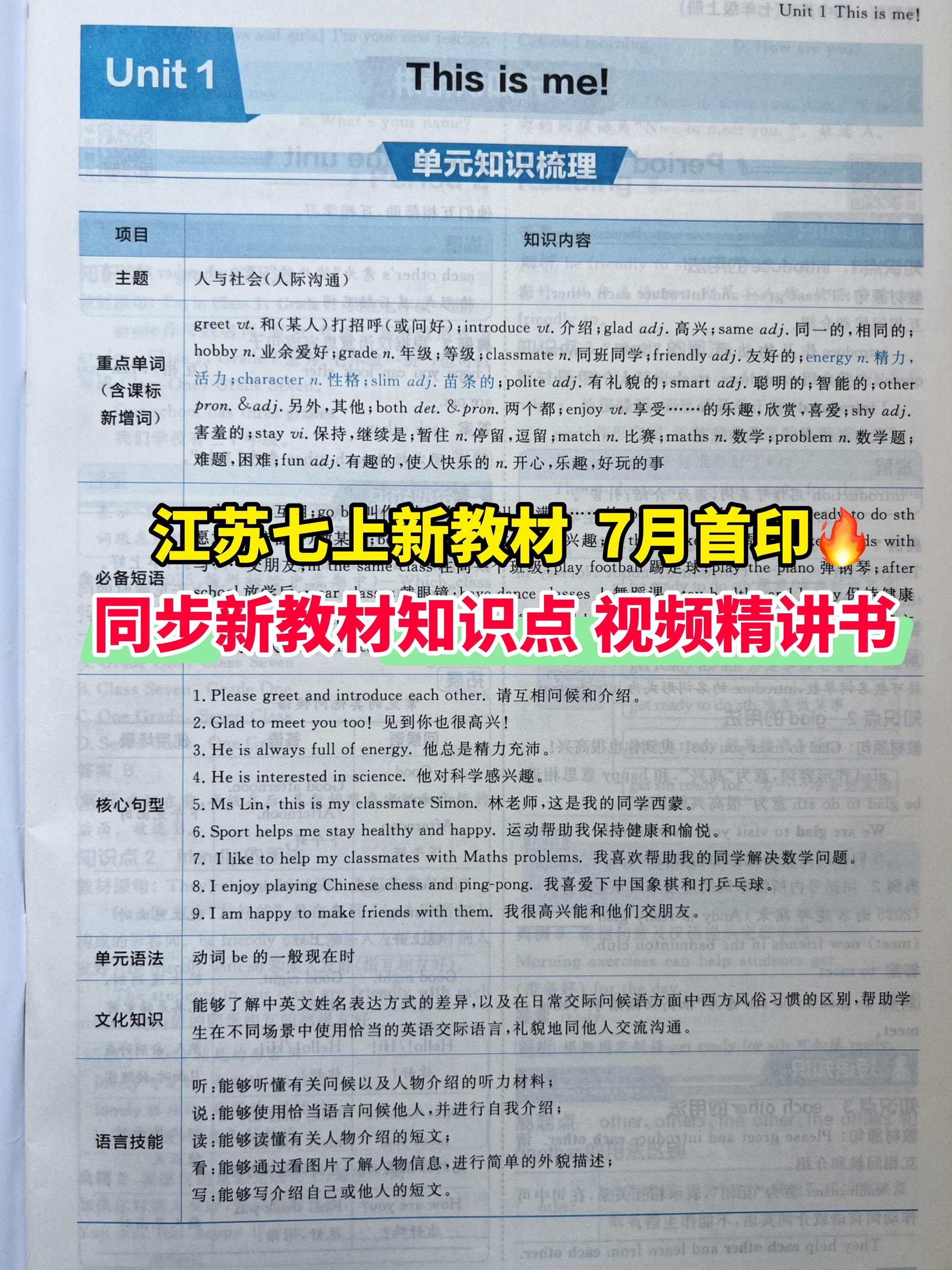 江苏七上新教材英语同步预习视频精讲书。它是根据秋季江苏七上最新教材编写,单元知识点+课时同步练+自测查漏卷全都带视频精讲,暑假跟着名师精讲视频学练新知(练习的同时,还能堂握一定的解题技巧及易错误区)。视频总时长长达100小时以上,在家自已就能做到自主预习,不怕学不会。本套视频书汇聚了江苏13市一线名师共同选题编排.贴合新课改及新考纲的范畴,符合江苏地区新教材考情的需求!#江苏初中英语新教材 #初中英语 #七年级 #学霸秘籍 #好书分享