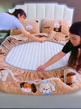 牛奶绒夹棉床笠单件四季可用床罩加厚珊瑚法兰绒床垫床笠保护罩