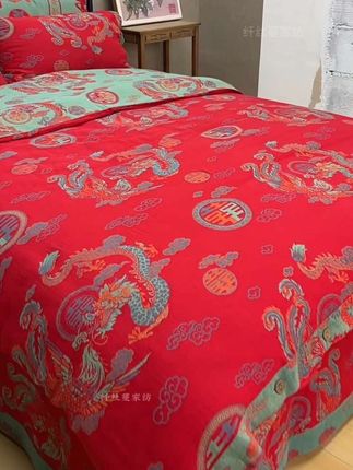 龙凤呈祥 结婚用四件套,柔软舒适透气,全棉双层纱被套四件套#全棉四件套 #全棉双层纱四件套 #纯棉四件套 #源头实力厂家 #家纺床上用品