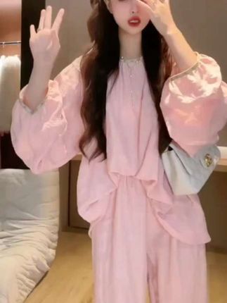 国风睡衣女款2025新款春秋季云朵棉长袖甜美高级感家居服套装#家居服