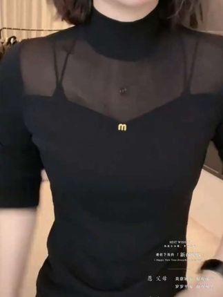 #高级感穿搭#气质百搭【90-190斤】秋季新款时尚百搭设计感显瘦网纱长袖上衣#大码女装#显瘦穿搭#面料柔软舒适