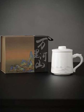 国风水墨茶水分离杯绝了!白瓷像宣纸般细腻,墨色江山晕染杯身,远山近水层次分明,仿佛抬手就能摸到峰峦。#水杯 #茶水分离 #杯子控 #杯子控#茶具好物推荐