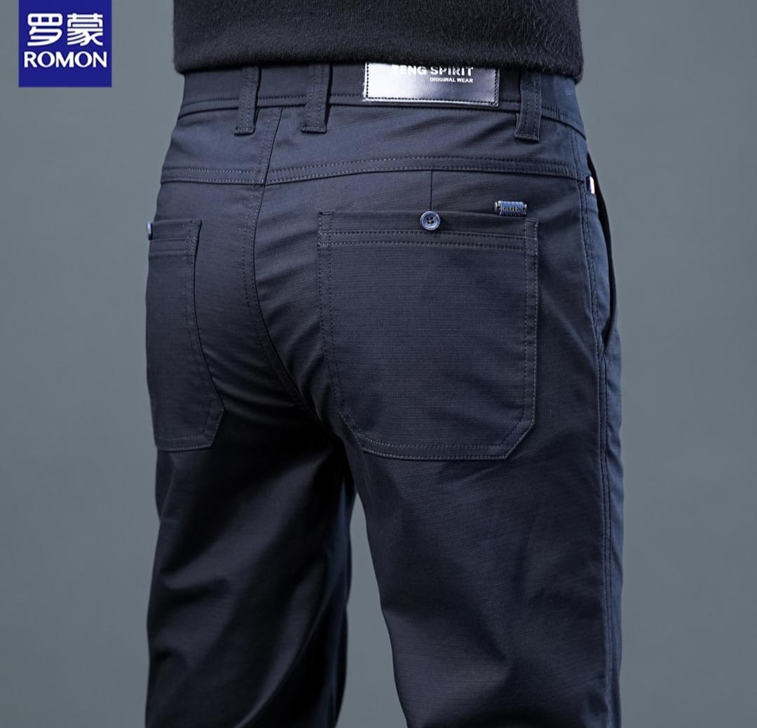 罗蒙高端纯棉休闲裤男秋冬季直筒修身黑色商。罗蒙高端纯棉休闲裤男秋冬季直筒修身黑色商务西装裤百搭潮流长裤#男生穿搭 #简约大气 #男装裤子 #型男必备 #商务休闲男装