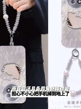 水钻KT猫补妆镜子真我GT6手机壳四角防摔RMX3800全包realmegt6
