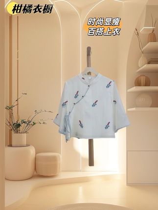 2025新款夏季宽松设计感新中式复古国风小衫文艺绝美上衣#面料柔软舒适 #面料舒适透气 #遮肉显瘦 #百搭上衣 #谁穿谁好看