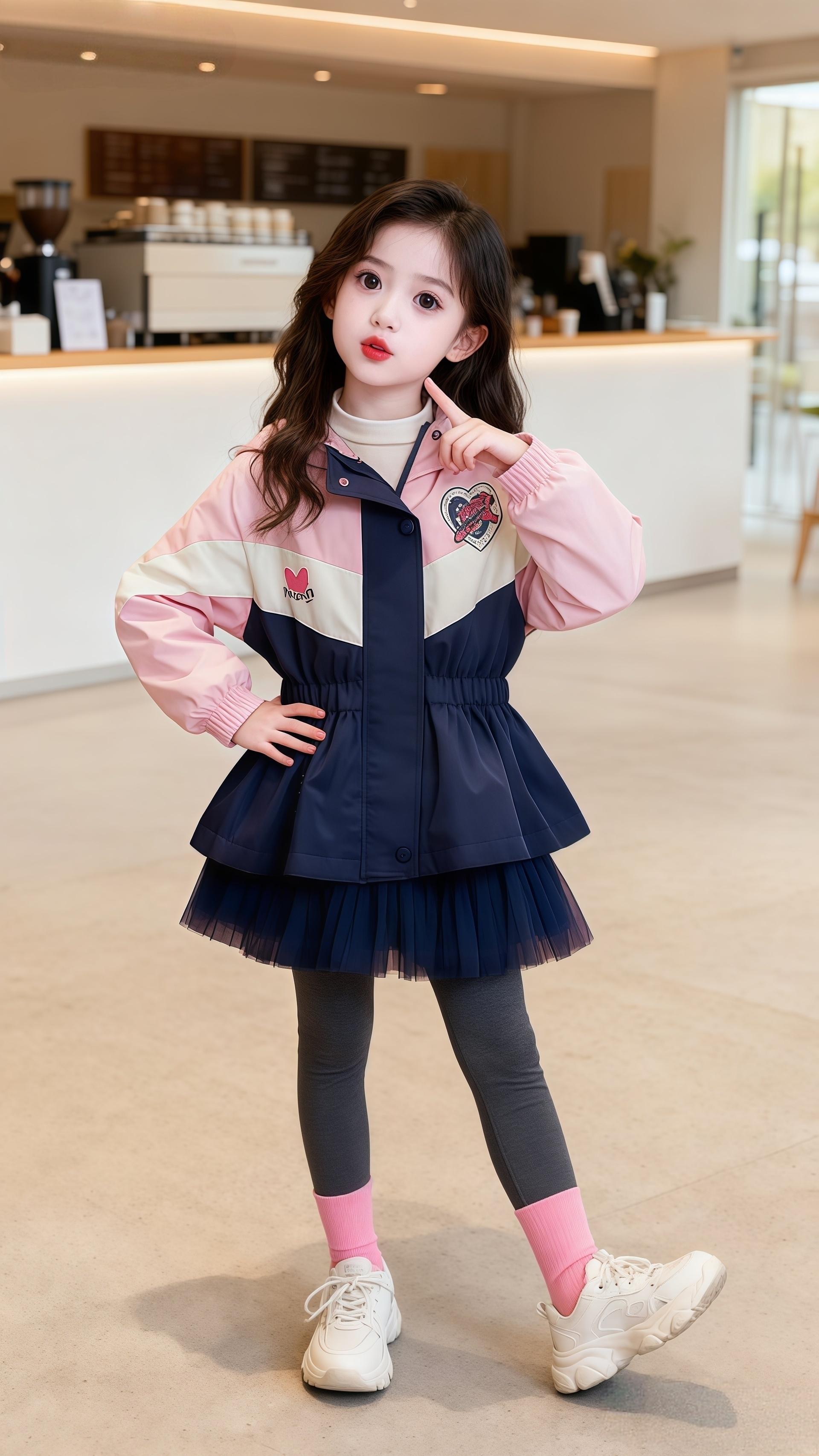 2025春秋新款女童洋气连帽外套。#生女儿就要这样穿 #童装 #女童穿搭 #春秋穿搭 #女童外套
