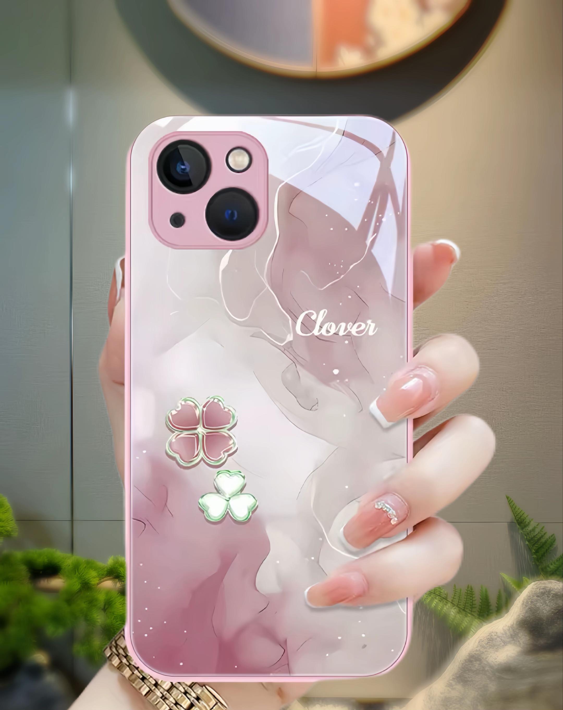 四叶爱心适用苹果15pro手机壳iPhone1515plus玻璃壳15promax,时尚简笔画,手感舒适,防摔耐脏#图文 #强烈推荐 #爱了爱了 #这也太好看了 #必备好物