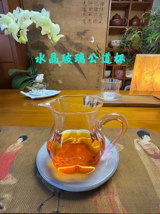 洛神花公道杯 中式国风创意洛神花彩把公道杯分茶器加厚耐热高透高硼硅玻璃茶水分离杯茶艺茶道功夫茶配件公道杯茶海@DOU+小助手 #创作灵感 #公道杯 #花瓣公道杯 #茶海 #今天你喝茶了吗
