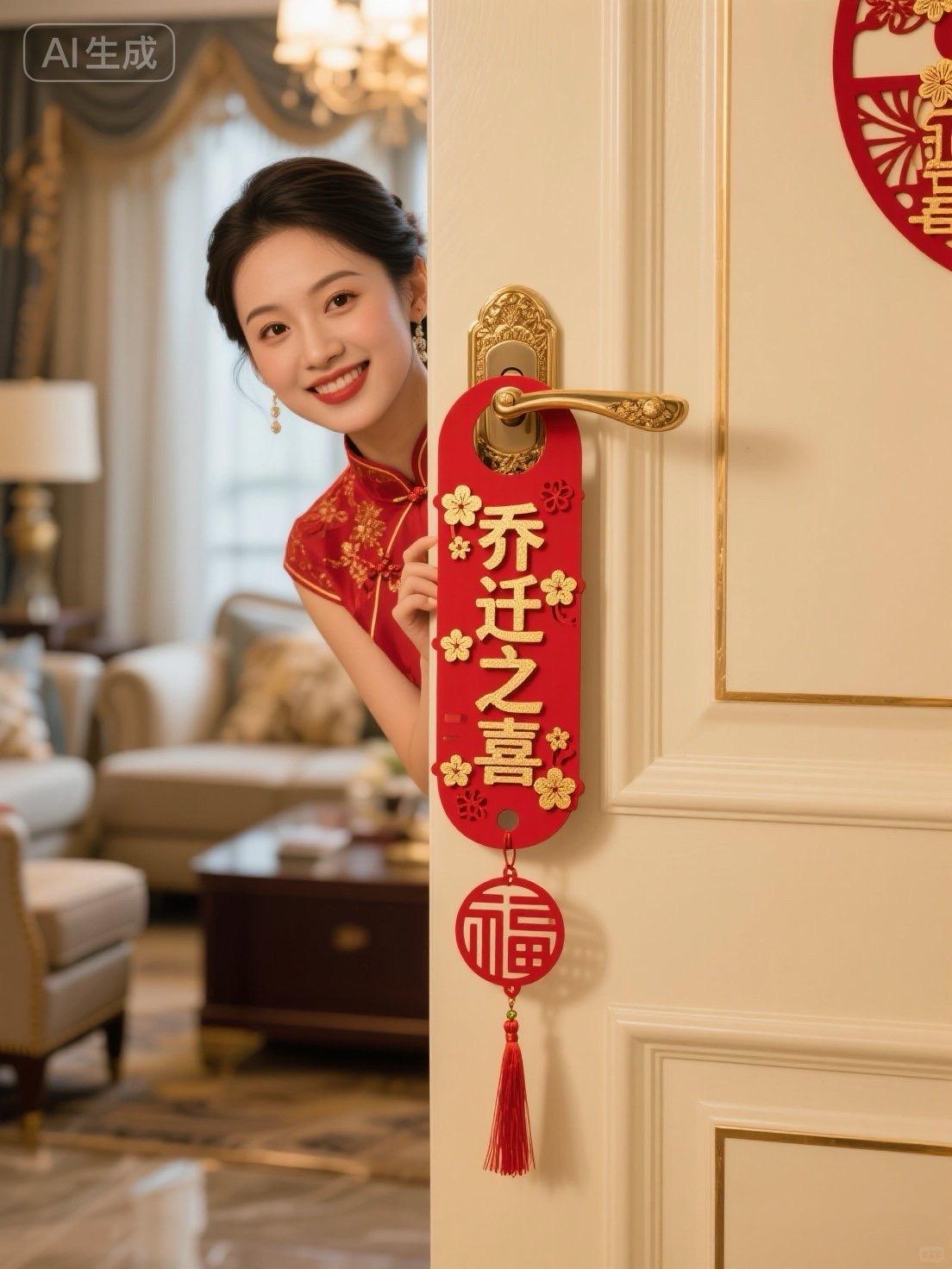 【开门见喜!乔迁仪式感瞬间拉满✨】 红金镂空牌太惊艳!「乔迁之喜」配小金花,福字流苏随风摇~ 挂上高端门把手,新家立马喜庆升温! 精致吉祥又大气,闺蜜追着要链接❤️ #强烈推荐 #乔迁之喜大吉大利 #乔迁新居 #乔迁之喜 #乔迁新居大吉