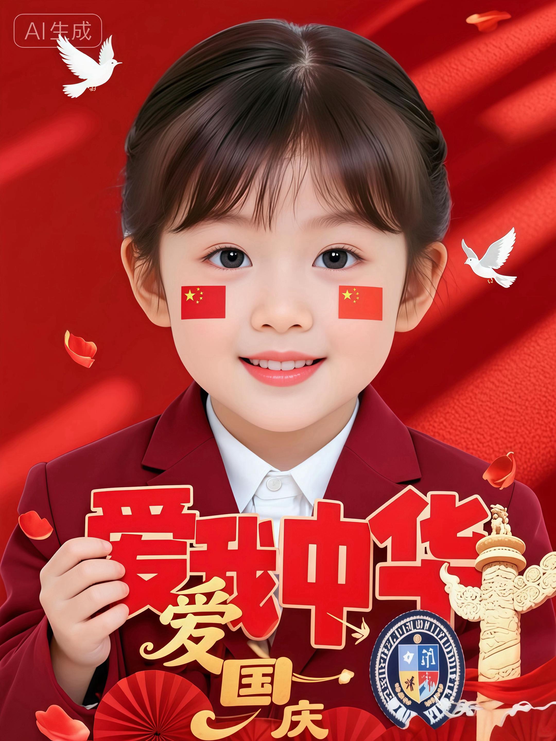 #上热搜 #祖国的花朵 #爱国妆容 #国旗贴 #国庆节氛围感拉满