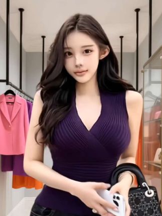 辣妹吊带背心,泰式交叉针织吊带背心#交叉针织吊带背心#辣辣穿搭 #性感可爱 @DOU+小助手