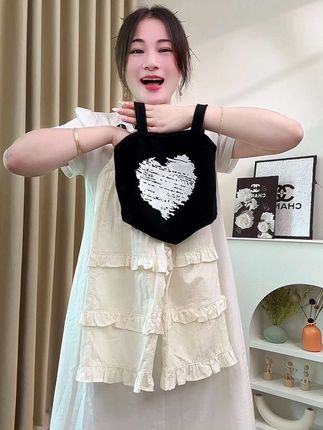 女童吊带衫2025夏季新款中小童韩版无袖背心花边阔腿裤儿童两件套#高品质童装 #女童套装 #出游穿搭 #夏季穿搭 #生女儿就是用来打扮的