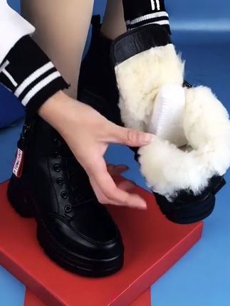 【有运费险】粗跟雪地棉鞋时尚百搭加绒加厚棉靴平底保暖棉鞋#加厚保暖 #保暖又好看 #时尚百搭