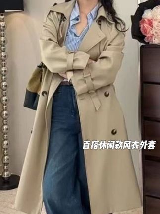 【酥XiXi专属】风衣女中长款2025秋季新款韩系气质收腰卡其色小个子春秋大衣外套#今日穿搭 #极简主义 #简约大气 #高级感穿搭 #显高显瘦