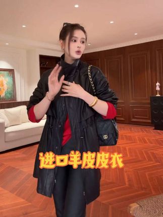 MBNL-F”ROW系皮衣“ 西班牙进口超薄小羊皮皮衣 秦磊XM-XPY6156#高级感穿搭 #穿搭 #女装 #穿出高级感 #皮衣