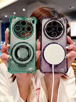 电镀四角闪粉气囊适用vivox200ProMini手机壳x100磁吸折叠支架s20pro背带斜挎挂绳x90自带镜头膜s19款防摔壳#闪粉手机壳#高级感手机壳#创意手机壳#小众手机壳