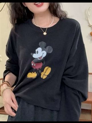 31006-春秋宽松型时尚米老鼠打底衫秋冬长袖T恤宽松休闲百搭#洋气减龄 #时尚穿搭 #高级感穿搭 #时尚女装 #小众设计感 @DOU+小助手
