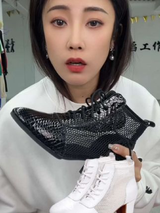 不不家的纯牛皮拼接网眼鞋柔软舒适时尚洋气透气凉快,跳舞平时都能穿不累脚#牛皮舞蹈鞋 #点击小黄车直接购买