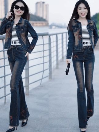 #牛仔套装 #时尚两件套 #休闲百搭 #这也太好看了 #春秋穿搭